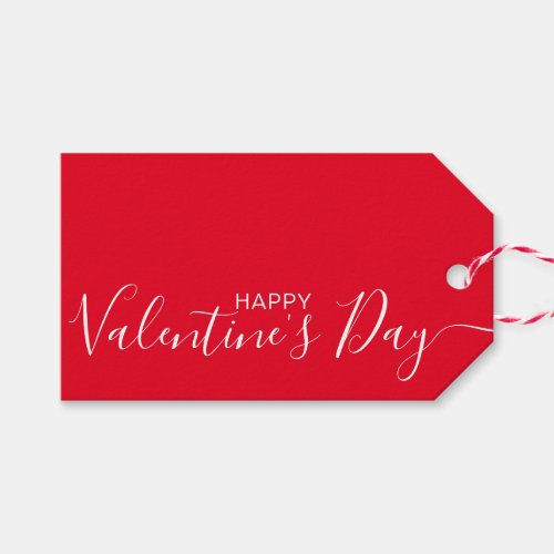 Happy Valentines Day Red White Modern Gift Tags