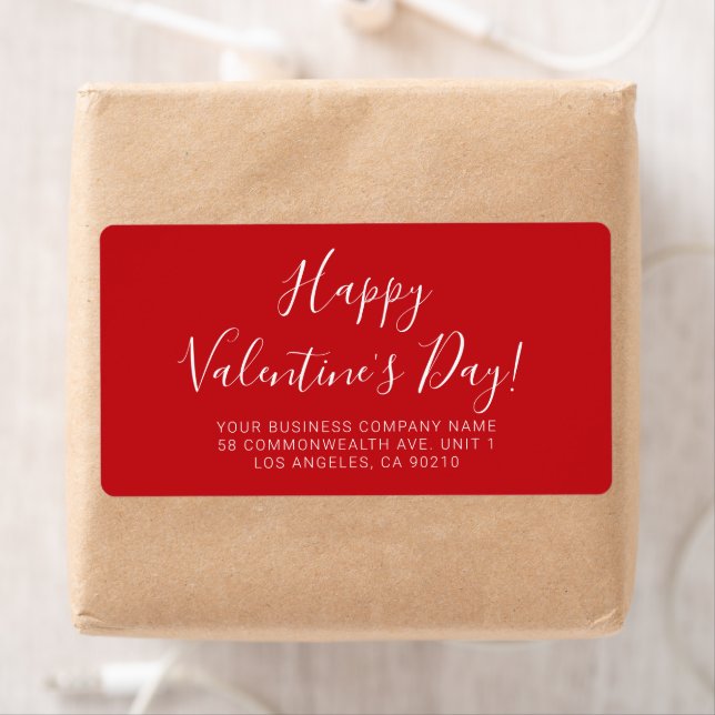 Happy Valentine's Day red white script address Label (Insitu)