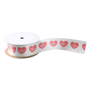 happy valentines day retro cure red hearts elegant satin ribbon
