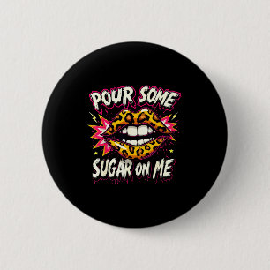 Happy Valentine's Day Retro Leopard Lips Ur Some S Button