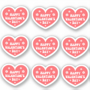happy valentines day,retro red white 9 hearts  sticker