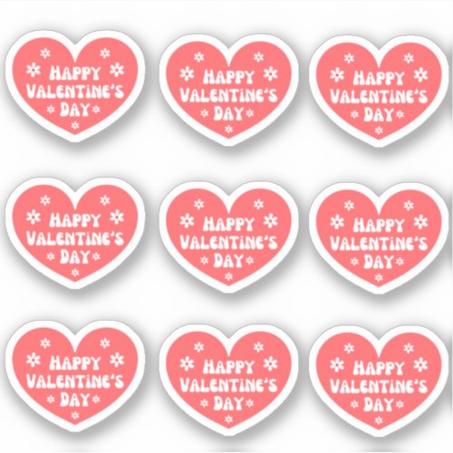 happy valentines dayretro red white 9 hearts  sticker