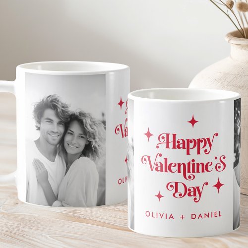 Happy Valentines day retro stars red photo Coffee Mug