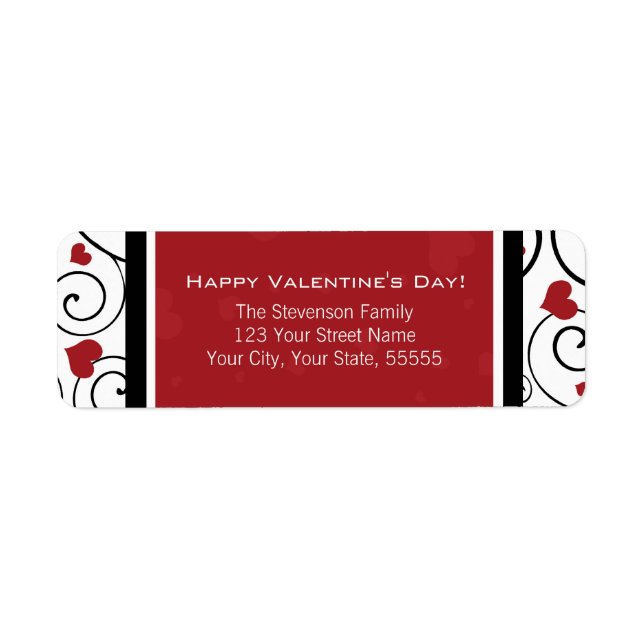 Happy Valentine's Day Return Address Labels Red (Front)