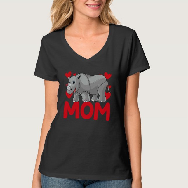 Happy Valentine's Day Rhinocero Mom Mothers Day Va T-Shirt (Front)