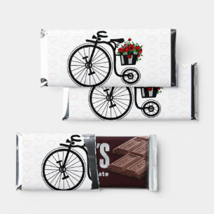 Happy Valentine's Day - Romantic Bike with Flowers Hershey Bar Favors