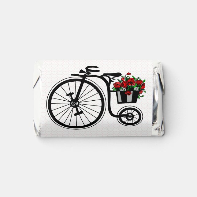 Happy Valentine's Day - Romantic Bike with Flowers Hershey's Miniatures (Front)