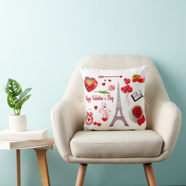 Happy Valentine's Day Romantic Gift For Couple Throw Pillow (Chair)