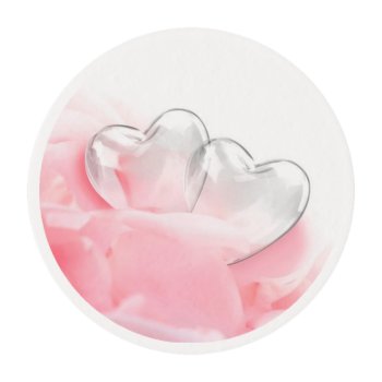 Happy Valentine's Day Romantic Glass Hearts Edible Frosting Rounds by SorayaShanCollection at Zazzle