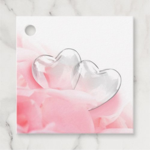 Happy Valentines Day Romantic Glass Hearts Favor Tags