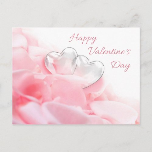 Happy Valentines Day Romantic Glass Hearts Postcard
