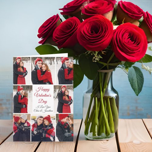 Happy Valentines Day Romantic Love Photo Collage Card