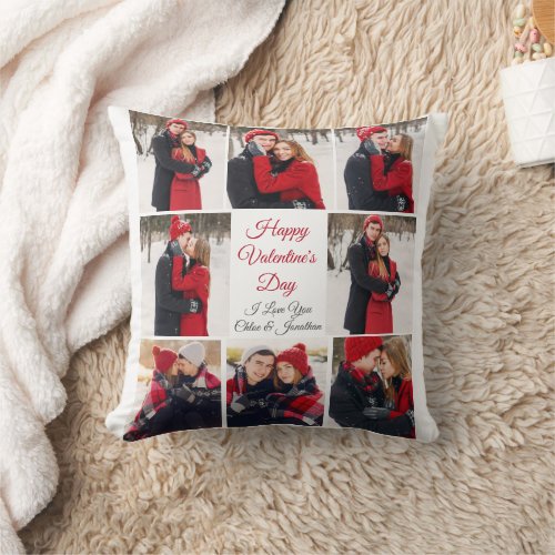 Happy Valentines Day Romantic Love Photo Collage Throw Pillow