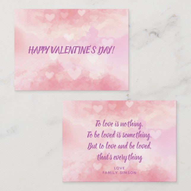Happy Valentine's Day Romantic Pink Hearts Note Card (Front/Back)