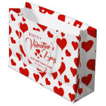 Happy Valentine&#39;s Day Romantic Red Hearts Custom Large Gift Bag at Zazzle