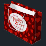 HAPPY VALENTINE'S DAY ROMANTIC RED HEARTS PATTERN LARGE GIFT BAG<br><div class="desc">HAPPY VALENTINE'S DAY CUSTOM GIFT BAG - Fun and festive happy red hearts pattern background with white field for your custom text.  Fully customizable for your sweetheart celebration or event.</div>