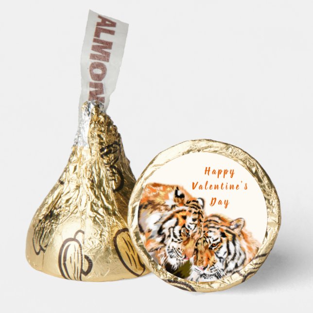Happy Valentine's Day - Romantic Tigers Hug - Love Hershey®'s Kisses® (Front)
