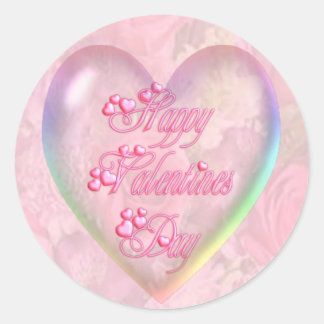 HAPPY VALENTINES DAY & ROSES by SHARON SHARPE Classic Round Sticker