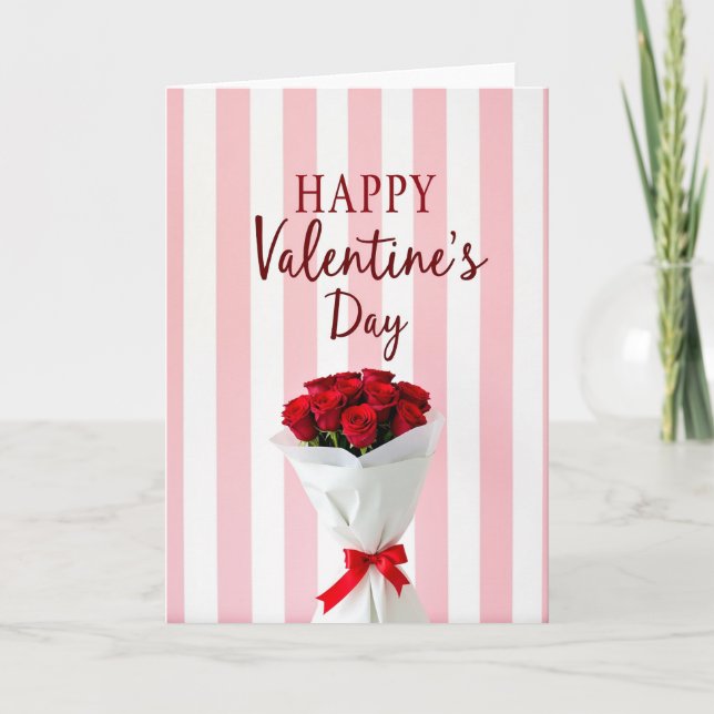 Happy Valentines Day Roses Card (Front)