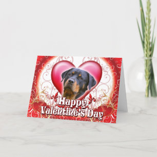 Happy Valentines Day Rottweiler Holiday Card