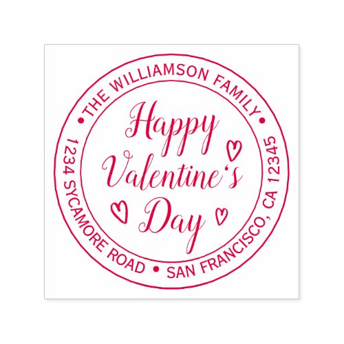 Happy Valentines Day Round Return Address Self_inking Stamp