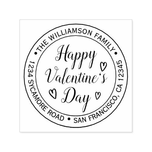 Happy Valentines Day Round Return Address Self_inking Stamp