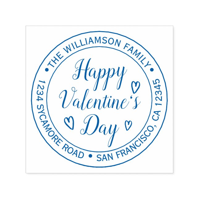 Happy Valentine's Day Round Return Address Self-inking Stamp (Design)