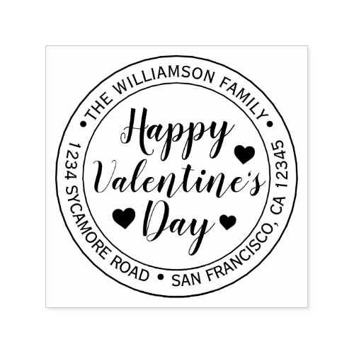 Happy Valentines Day Round Return Address Self_inking Stamp