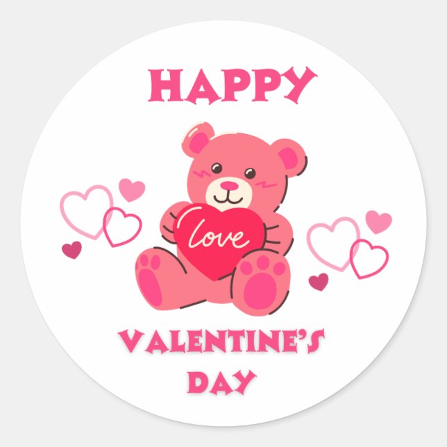 Happy Valentine's Day Round Sticker (Front)