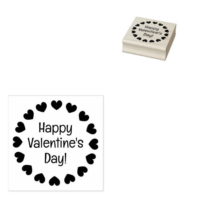 Happy Valentine's Day rubber stamp with love heart (Stamped)