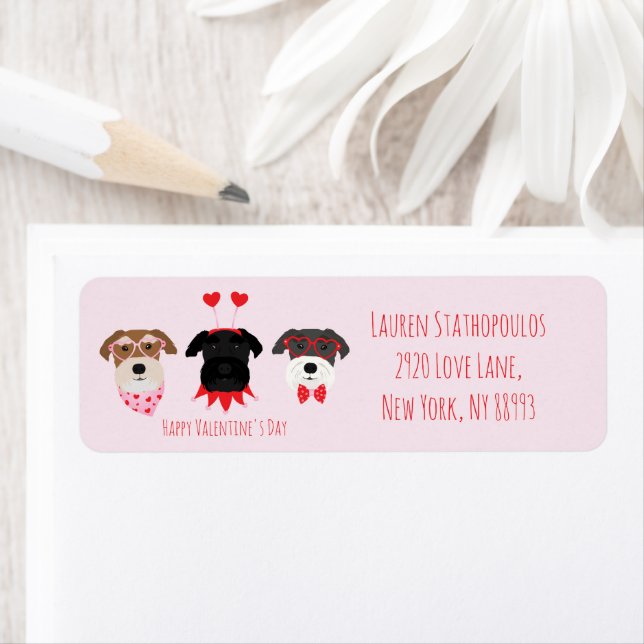 Happy Valentines Day Schnauzer Dogs Label (Insitu)