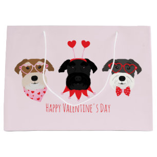 Happy Valentines Day Schnauzer Dogs Large Gift Bag