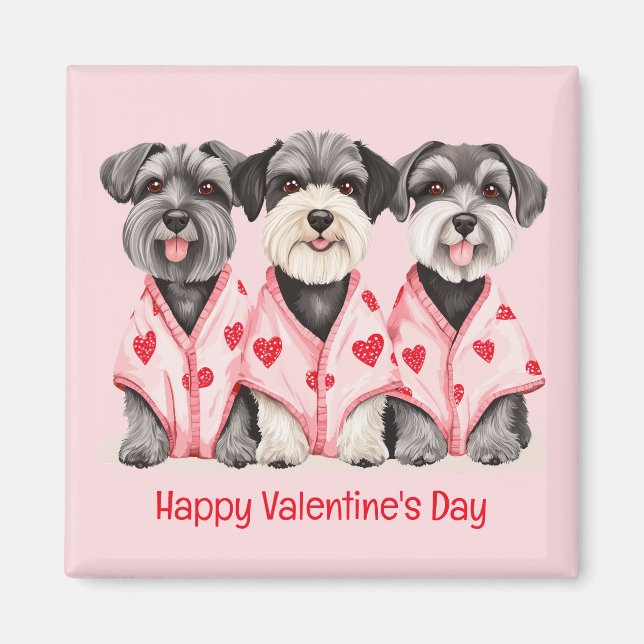 Happy Valentines Day Schnauzer Dogs Magnet (Front)