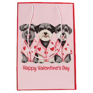 Happy Valentines Day Schnauzer Dogs Medium Gift Bag
