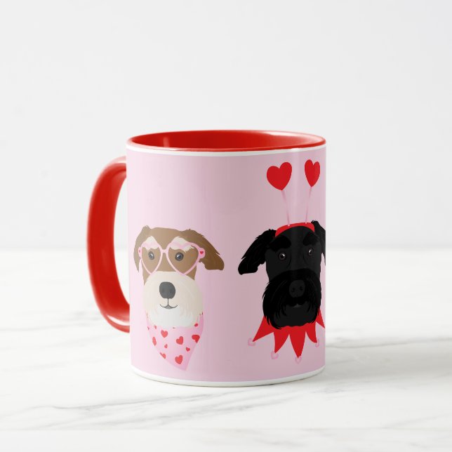 Happy Valentines Day Schnauzer Dogs Mug (Front Left)