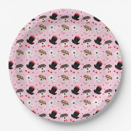 Happy Valentines Day Schnauzer Dogs Paper Plates