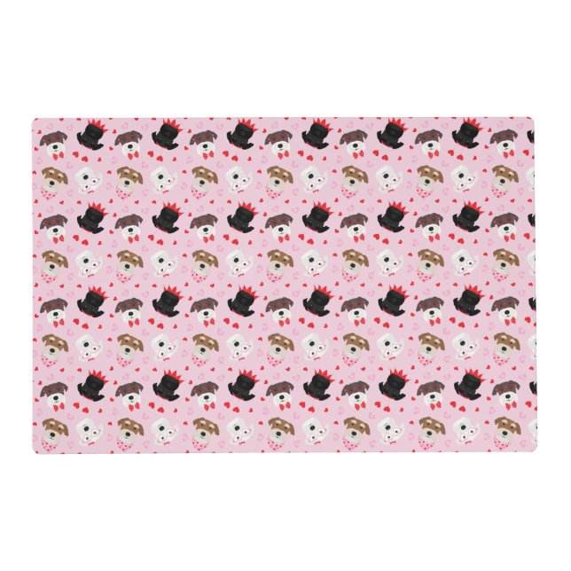 Happy Valentines Day Schnauzer Dogs Placemat (Front)