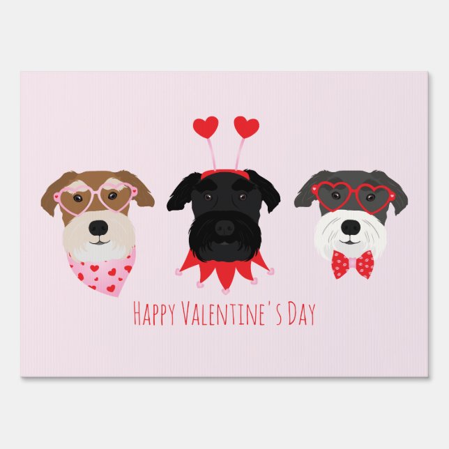 Happy Valentines Day Schnauzer Dogs Sign (Front)