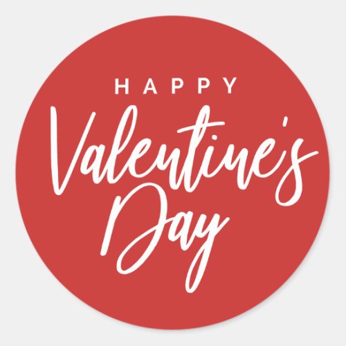 Happy Valentines Day Script Classic Round Sticker