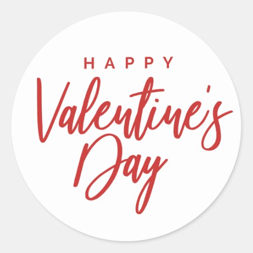 Happy Valentines Day Script Classic Round Sticker