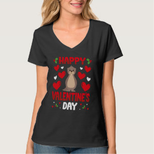 Happy Valentines Day Sea Otter Heart Love Animal T-Shirt