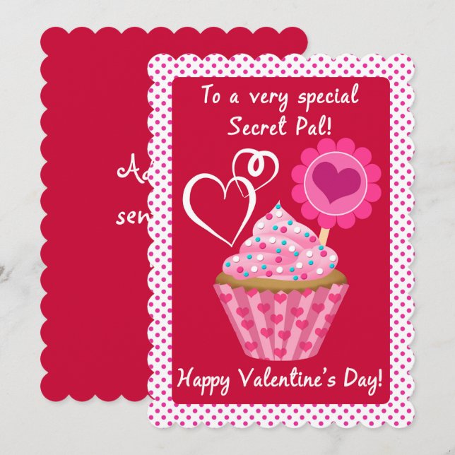 Happy Valentine's Day Secret Pal Cupcake (Front/Back)