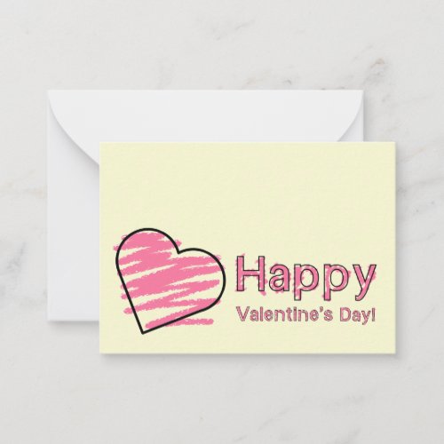 Happy Valentines Day Set Of 100 Pink Crayon Cards