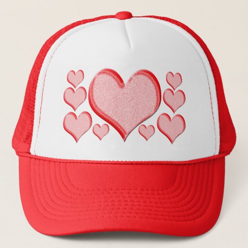 Happy Valentines Day Several Red Speckled Hearts Trucker Hat