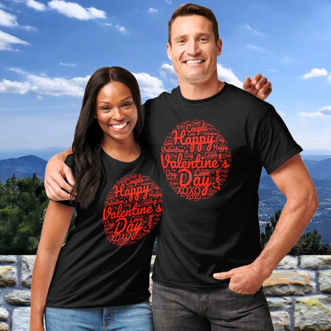 Happy Valentine's Day Shaped Script Text T-Shirt (Creator Uploaded)