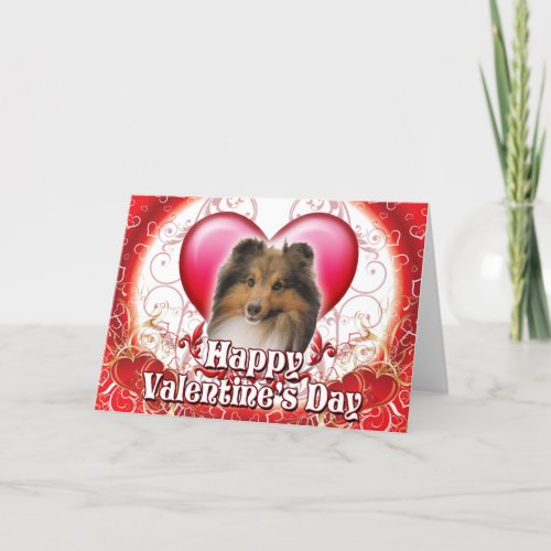 Happy Valentines Day Sheltie Holiday Card