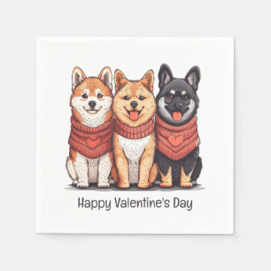 Happy Valentines Day Shiba Inu Dogs Napkins