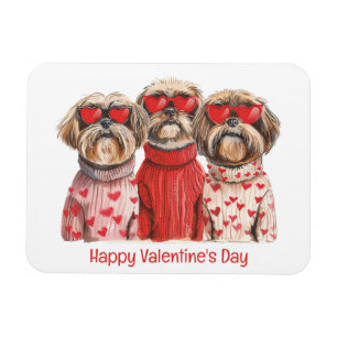 Happy Valentines Day Shih Tzu Dogs Magnet