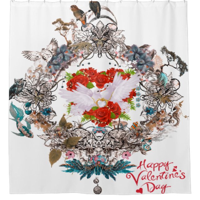 Happy valentine's day  shower curtain (Front)