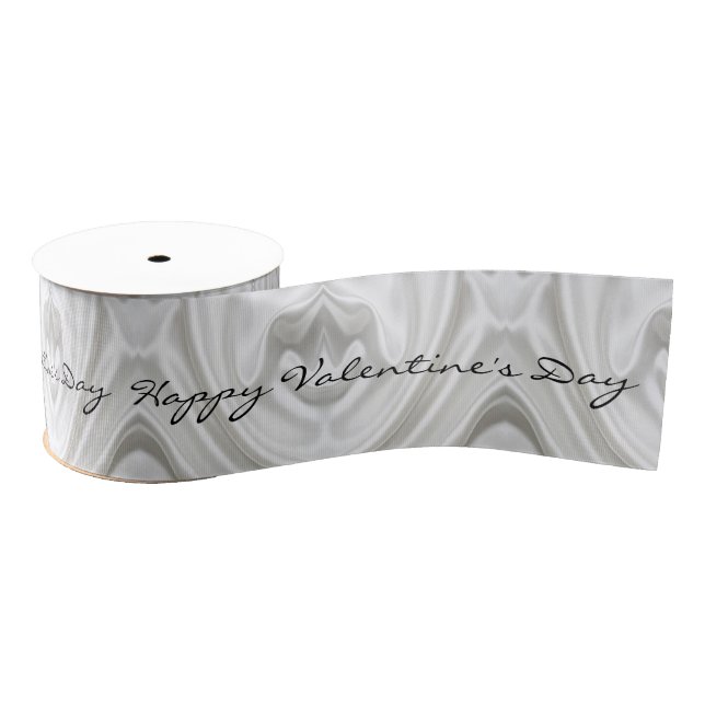 Happy Valentine's Day Silver Hearts Ribbon (Spool)